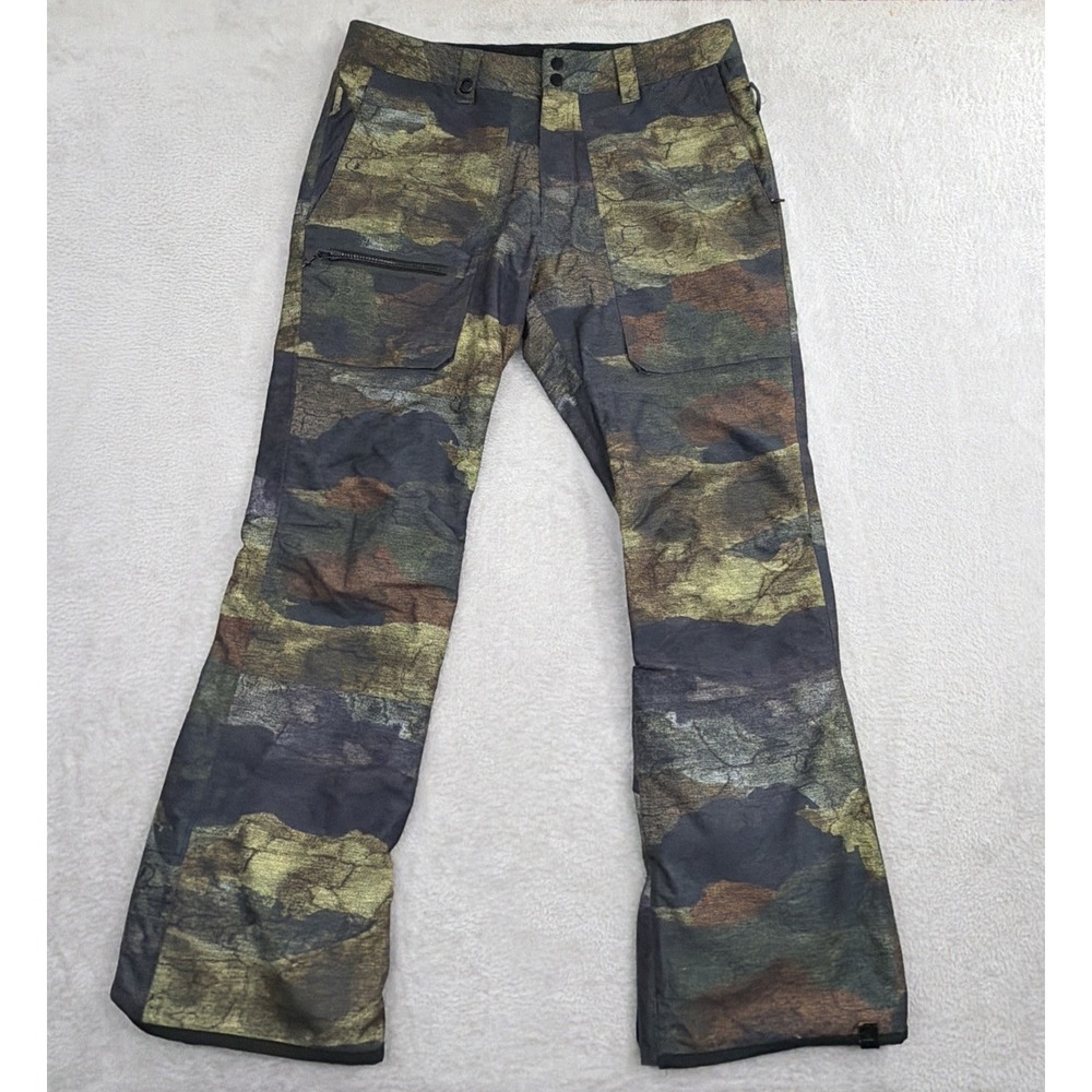 Quiksilver Dark and Stormy Snowboard Pants Wooded Camo Dry Flight 15K Men Size L